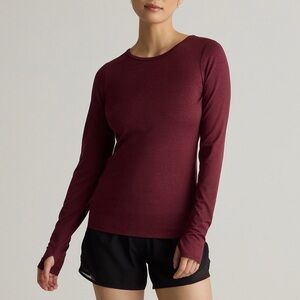 NWOT Quince Ultra-Soft Performance Long Sleeve Tee burgundy Sz S